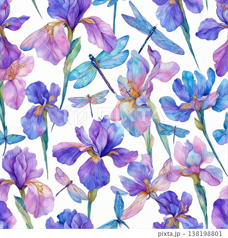 watercolor painting of leaf and flowers pattern watercolor painting of leaf and flowers pattern 138198801