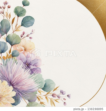 floral invitation card with watercolor flowers 138198895