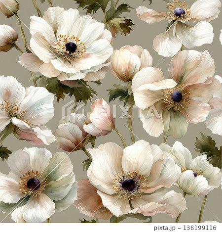 abstract pattern of flower and leaves 138199116