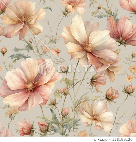 abstract pattern of flower and leaves 138199120