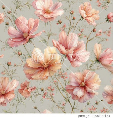 abstract pattern of flower and leaves abstract pattern of flower and leaves 138199123
