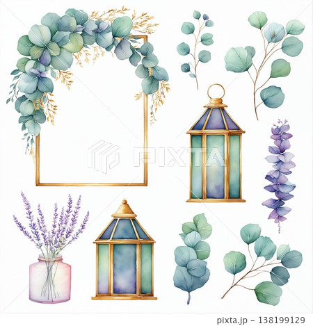 abstract pattern of flower and leaves 138199129