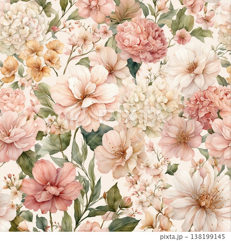 abstract pattern of flower and leaves abstract pattern of flower and leaves 138199145