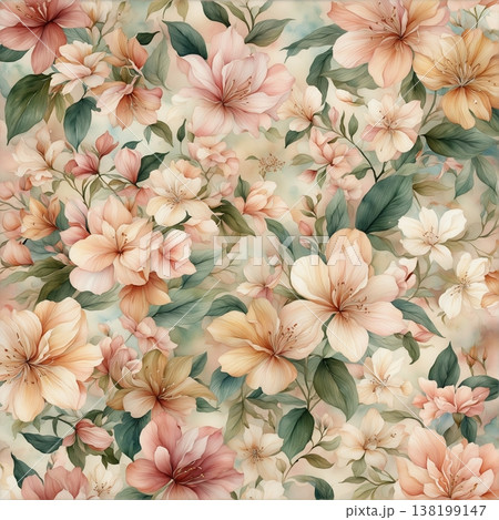 abstract pattern of flower and leaves abstract pattern of flower and leaves 138199147
