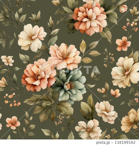 abstract pattern of flower and leaves abstract pattern of flower and leaves 138199162