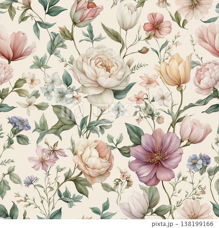 abstract pattern of flower and leaves 138199166