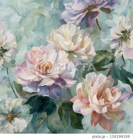 abstract pattern of flower and leaves 138199189
