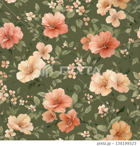 floral pattern with roses and wildflowers floral pattern with roses and wildflowers 138199325