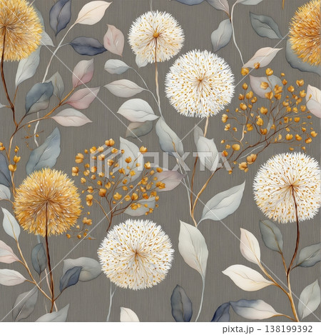 floral pattern with roses and wildflowers 138199392