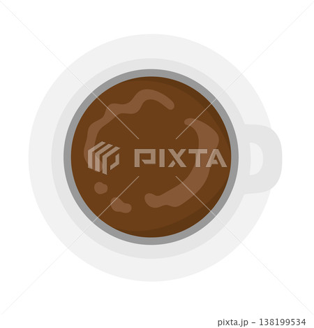ホットカフェラテ 俯瞰 イラスト ホットカフェラテ 俯瞰 イラスト 138199534