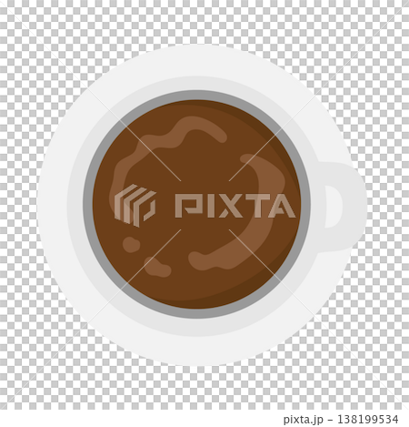 ホットカフェラテ 俯瞰 イラスト ホットカフェラテ 俯瞰 イラスト 138199534