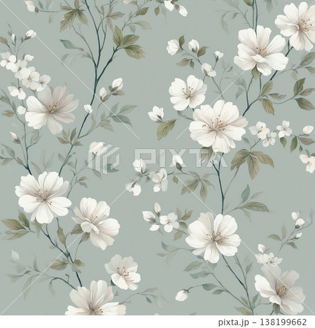 watercolor painting of leaf and flowers pattern watercolor painting of leaf and flowers pattern 138199662