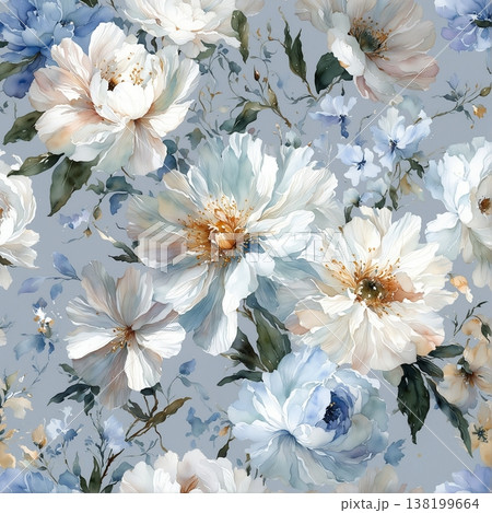 watercolor painting of leaf and flowers pattern watercolor painting of leaf and flowers pattern 138199664