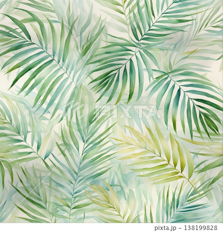 watercolor painting of leaf and flowers pattern watercolor painting of leaf and flowers pattern 138199828