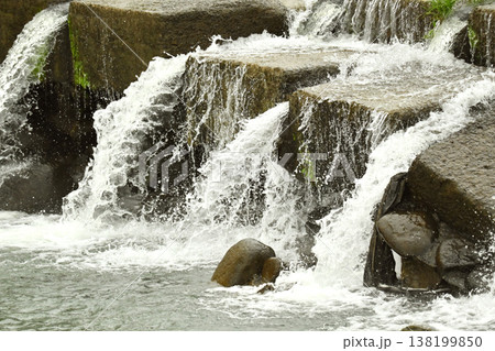 河川の氾濫・増水　溢水　越水　A river overflows 138199850