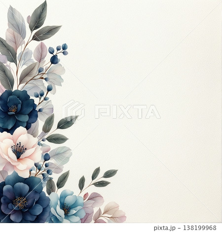 watercolor painting of leaf and flower pattern watercolor painting of leaf and flower pattern 138199968