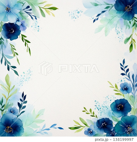 watercolor painting of leaf and flower pattern 138199997