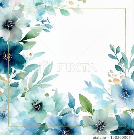 watercolor painting of leaf and flower pattern 138200007