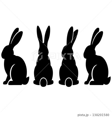 Easter bunny silhouette collection on white background graphic design element Easter bunny silhouette collection on white background graphic design element 138201580