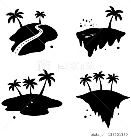 Floating islands with palm trees, exotic tropical landscapes, fantasy concept Floating islands with palm trees, exotic tropical landscapes, fantasy concept 138201589