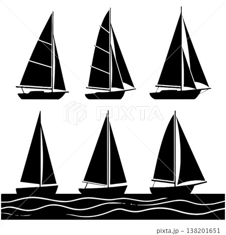 Sailboat silhouettes on water 138201651