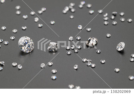 Close-up of various sizes of diamonds on black background Close-up of various sizes of diamonds on black background 138202069