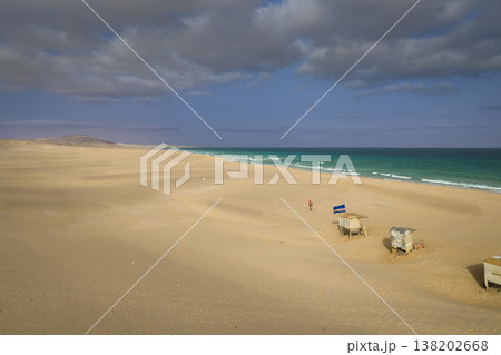 A man walk alone on Chaves beach at sunrise 138202668