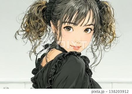 振り向くメイドカフェ店員のイラスト 138203912