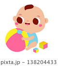 baby play with big ball and cubes. Newborn child, Little kid enjoy game with toys 138204433