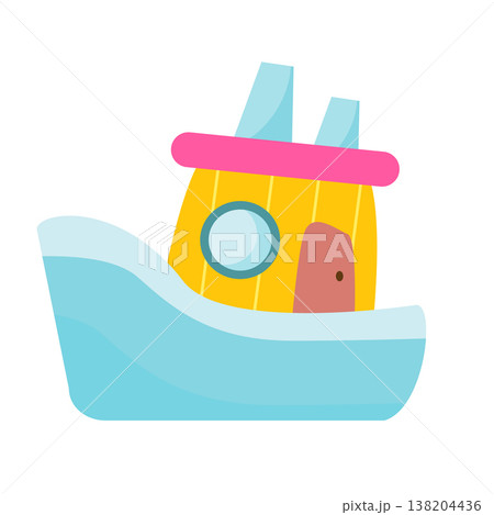 Sailing boat. Ship kids toy. Vector clip art Sailing boat. Ship kids toy. Vector clip art 138204436