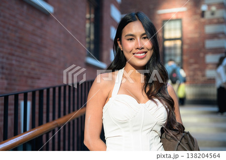 Asian Woman Smiling at Tai Kwun Hong Kong Asian Woman Smiling at Tai Kwun Hong Kong 138204564
