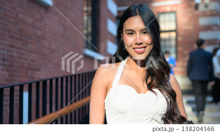 Asian Woman Smiling at Tai Kwun Hong Kong 138204566