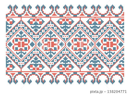 Ukrainian Beaded Tree of Life Horn Border Red Blue 138204771