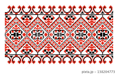 Ukrainian Pixel Tree of Life Horn Border Ornament 138204773