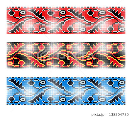 Ukrainian Dotted Botanical Vine Ornament Color Set Ukrainian Dotted Botanical Vine Ornament Color Set 138204780
