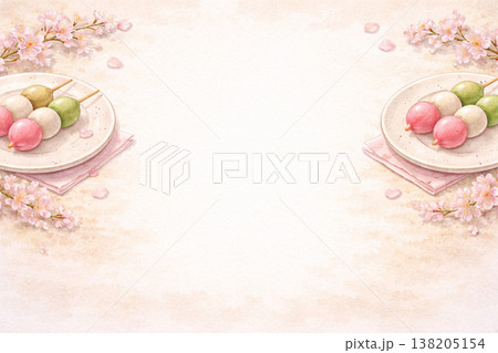 団子シリーズ：左右に団子を配したフレーム背景 138205154