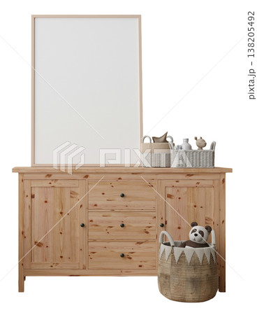 A furniture piece that combines storage and display. It features cabinets, drawers, and a blank space for decoration. This setup helps with organization and aesthetics A furniture piece that combines storage and display. It features cabinets, drawers, and a blank space for decoration. This setup helps with organization and aesthetics 138205492