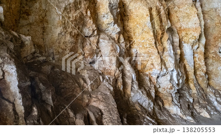 Close-up Texture of Rough, Naturally Carved Limestone Cave Wall Close-up Texture of Rough, Naturally Carved Limestone Cave Wall 138205553