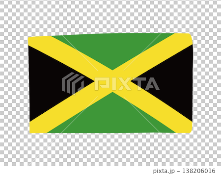 かわいいジャマイカの国旗アイコン　手描きタッチの旗イラスト 138206016