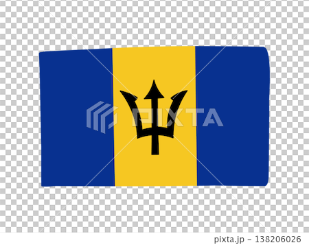 かわいいバルバドスの国旗アイコン　手描きタッチの旗イラスト 138206026