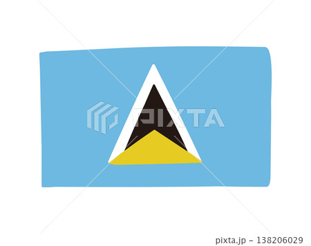 かわいいセントルシアの国旗アイコン 手描きタッチの旗イラスト かわいいセントルシアの国旗アイコン 手描きタッチの旗イラスト 138206029