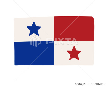 かわいいパナマの国旗アイコン　手描きタッチの旗イラスト 138206030