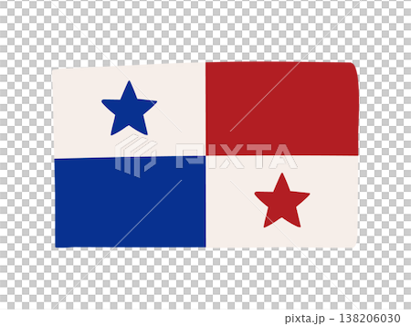 かわいいパナマの国旗アイコン　手描きタッチの旗イラスト 138206030
