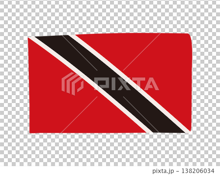 かわいいセトリニダード・トバゴの国旗アイコン　手描きタッチの旗イラスト 138206034