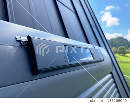 solar panel integrated into the roof window or roller shutter housing. Smart roller shutters. 138206049