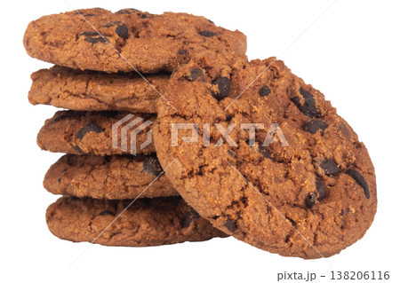 Chocolate chip cookies on a white background Chocolate chip cookies on a white background 138206116