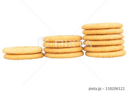 A stack of biscuits on a white background 138206121
