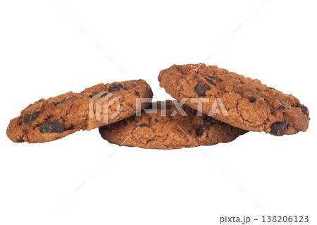 Chocolate chip cookies on a white background Chocolate chip cookies on a white background 138206123