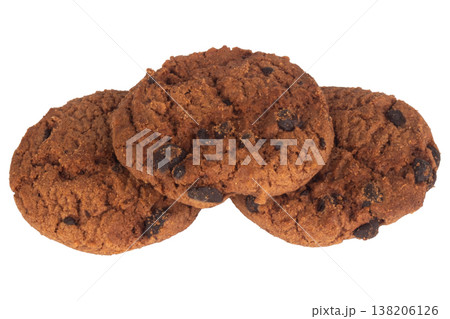 Chocolate chip cookies on a white background Chocolate chip cookies on a white background 138206126