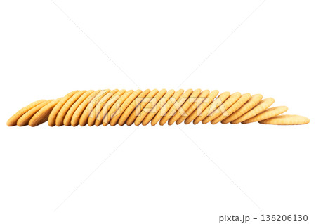 A stack of biscuits on a white background 138206130